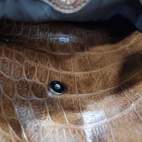 Nine & Co Shoulder Bag Purse Brown Embossed Print - Picture 5 of 11